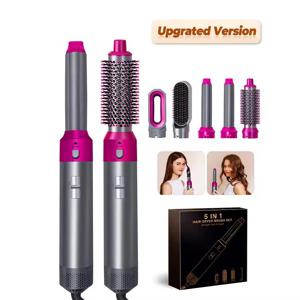 5 in 1 헤어 드라이어 다기능 헤어 스트레이트너 컬링 아이언 브러시가 포함된 컬링 아이언 뜨거운 공기 빗 스타일링 세트 스타일링 도구