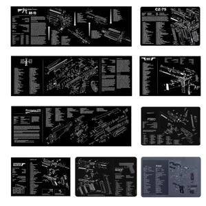총 청소 고무 매트 마우스 패드 부품 다이어그램 AR15 AK47 레밍턴 870 GLOCK CZ-75 P220 P226 P229 P320 P365 1911