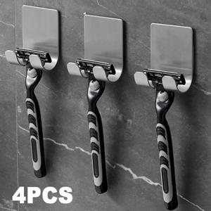 1-4pcs 벽 면도기 홀더 스토리지 후크 스테인레스 스틸 남자 면도기 스토리지 랙 면도기 선반 행거 스탠드 면도날 홀더 후크