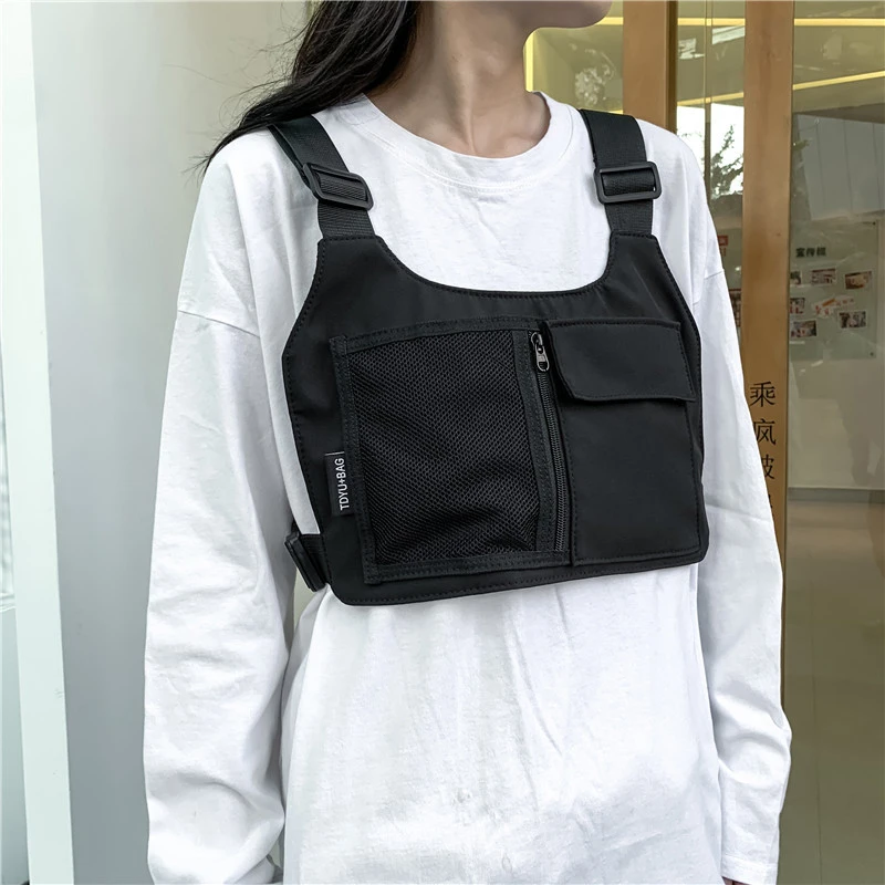 힙합 streetwear 남여 가슴 장비 가방 고품질 나일론 가슴 가방 다기능 전술 조끼 배낭