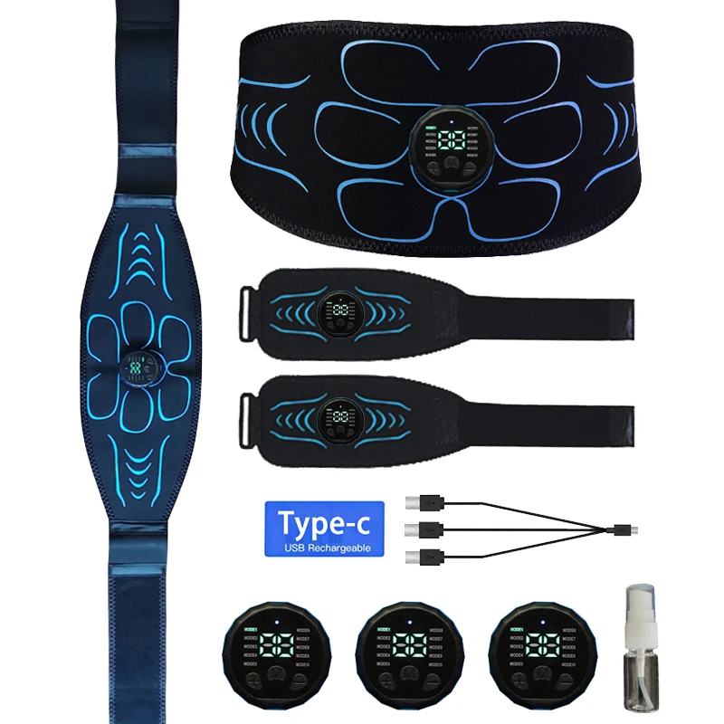 스마트 복부 토닝 벨트 Abs 트레이너 근육 토너 USB 충전 바디 허리 배꼽 팔 마사지 홈 체육관 피트니스 운동 장비