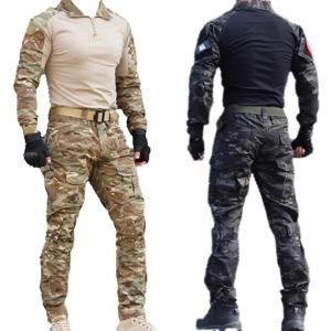 전술 정장 유니폼 사냥 셔츠 카고 바지 훈련 Airsoft Paintball Multicam 셔츠 코트 남성 의류 내마모성
