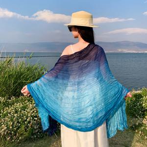 여행용 여성용 그라디언트 컬러 리넨 스카프 세련된 다목적 캐주얼 방풍 모래 방지 머리 스카프 여성용 목도리