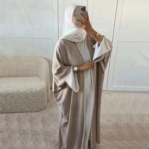 겸손한 오픈 abaya 기모노 kaftan 두바이 이슬람 이슬람 드레스 abayas caftan marocain 카타르 오만 터키 여성용 의류 가운 femme