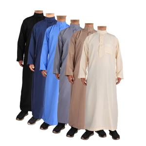 Eid 이슬람 Jubba Thobe 남자 라마단 자수 긴 가운 Kaftan 기모노 사우디 Musulman Abaya 두바이 아랍 터키 이슬람 의류