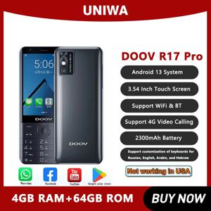 UNIWA DOOV R17 Pro 스마트 휴대 전화 Whatsapp 안드로이드 13 터치 스크린 4G 키패드 전화 3.54 