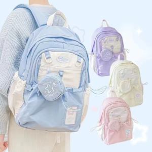 달콤한 귀여운 소녀의 배낭 학생 새로운 패션 Drawstring 대형 학교 가방 Y2K 한국어 여행 여성 숄더 백 고등학교