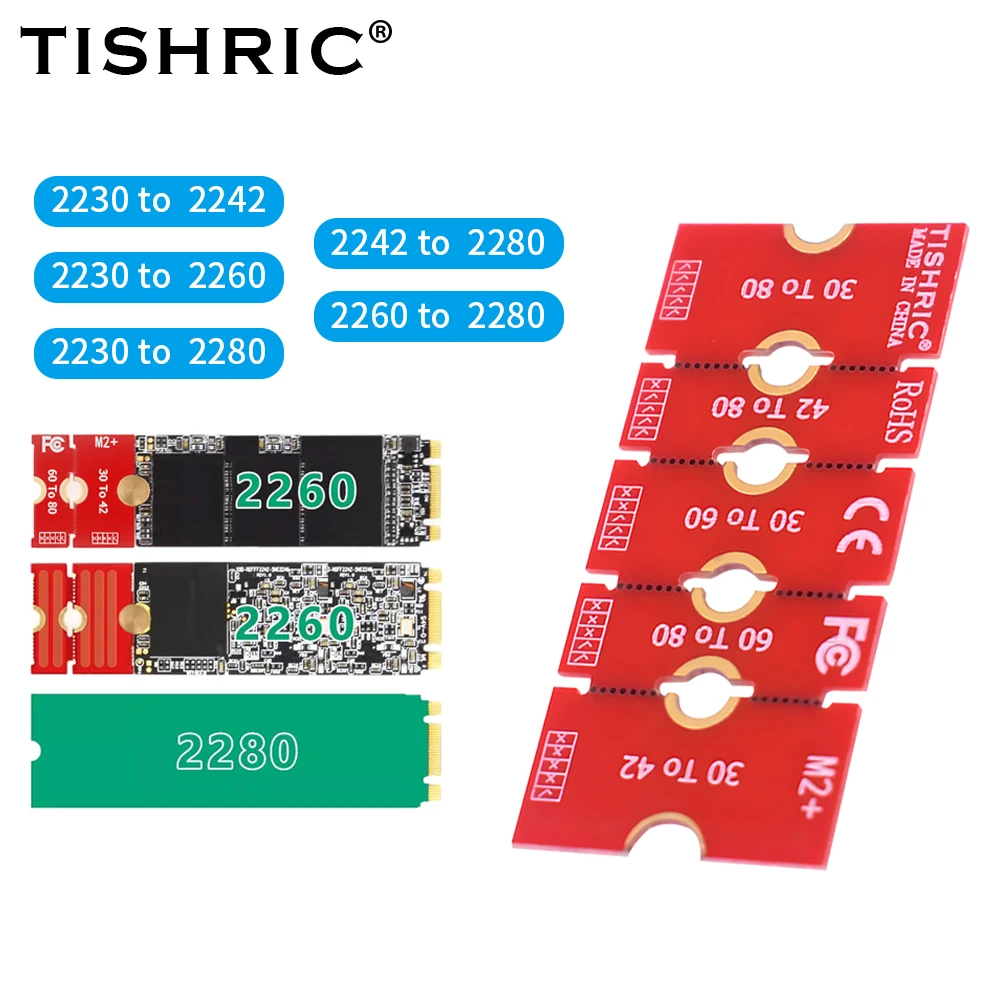 TISHRIC M.2 SSD 확장 어댑터 M2 솔리드 스테이트 드라이브 2230 2242 2260 ~ 2280 확장 브래킷 카드 라이저 전송 변환