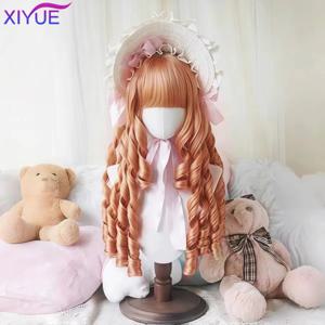 XIYUE 여성용 합성 블랙 가발, 긴 포니테일 짧은 스트레이트 가발, 로리타 코스프레 파티, 하라주쿠 금발 가발, 앞머리 포함