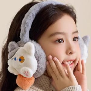 어린이용 만화 토끼 겨울 따뜻한 귀마개, 플러시 두껍고 부드러운 귀 커버, 귀 보호, 따뜻한 귀 머프