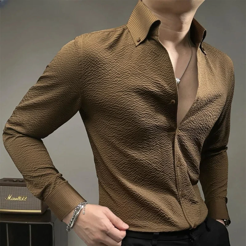 남성용 고급 경량 럭셔리 긴팔 셔츠, 패셔너블한 비즈니스 캐주얼, 다용도 멋진 셔츠 트렌드, 신상