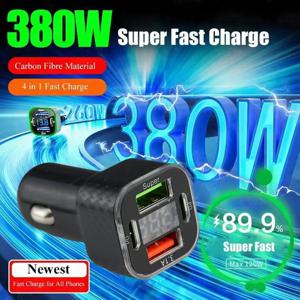 USB C 차량용 휴대폰 충전기, 듀얼 PD USB 충전기, 전압 디스플레이, 초고속 충전 어댑터, 아이폰 Oppo, 380W