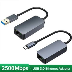 노트북 용 2500Mbps RJ45 네트워크 카드 USB3.0 유형 C 이더넷 어댑터 Xiaomi Mi Box 스위치 PC USB-A/C 인터넷 어댑터 Accessorie