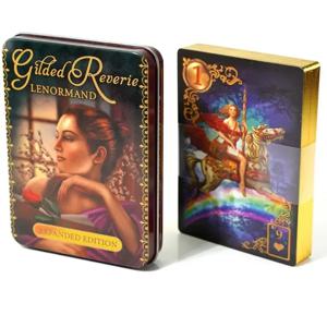 주석 상자에 있는 도금된 꿈 Lenormand 타로 데크 운세 게임 카드를 위한 도금된 가장자리 44pcs 초보자 파티 게임에 적합