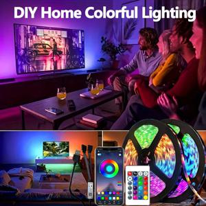 1-30M USB LED 스트립 빛 RGB 유연한 리본 테이프 음악 동기화 블루투스 APP 원격 제어 TV 백라이트 게임 룸 파티 장식