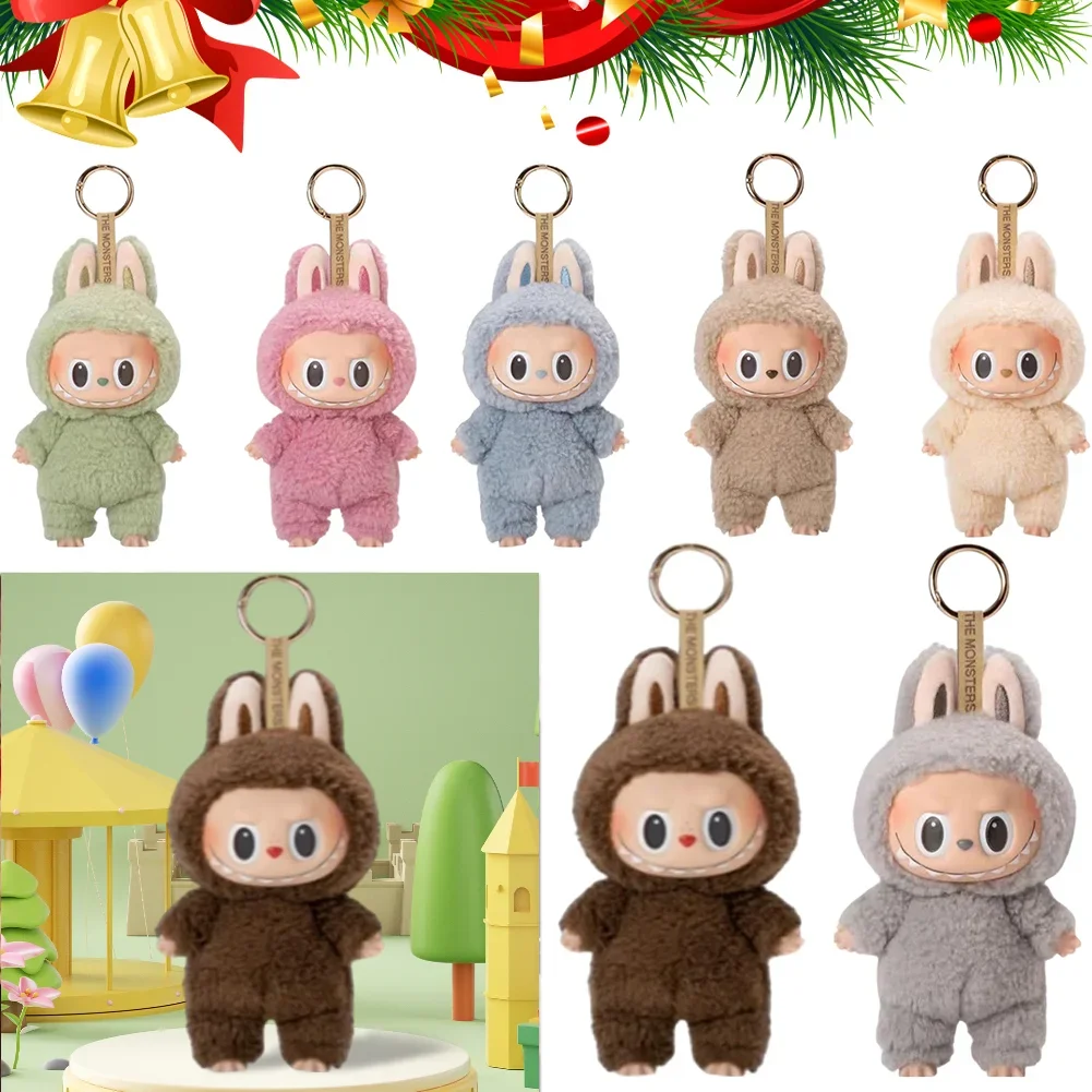 귀여운 Labubu 봉제 인형 키 체인 괴물 상자 장난감 새로운 비닐 인형 Kawaii 배낭 펜던트 장식 및 보호 케이스 선물