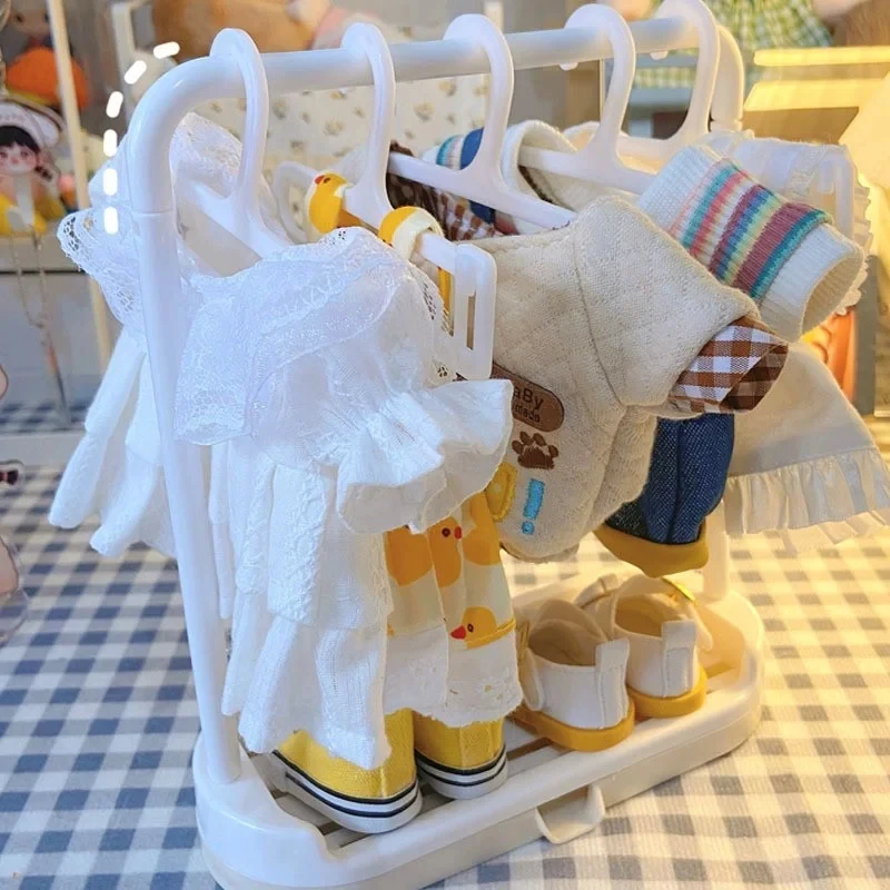 10 개/대 Labubu 및 기타 17cm 인형 용 미니 Clothesse 옷 걸이 Labubu 신발 랙 인형 액세서리 어린이 장난감