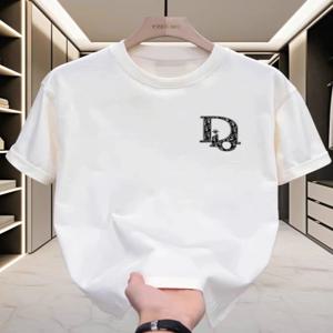 SummerNew 고급 순수 코튼 남성과 여성 커플 캐주얼 반소매 티셔츠 프린트 라이트 럭셔리 부모-자식 의류