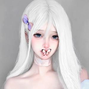 흰색 손가락 합성 긴 직선 머리 가발 매일 로리타 긴 머리 가발 애니메이션 유니버설 COS 가발