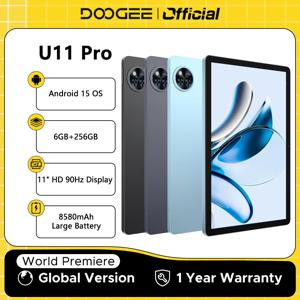 글로벌 버전 DOOGEE U11 Pro 안드로이드 15 태블릿 PC 11인치 울트라 클리어 90Hz 디스플레이 30GB(6 + 24) 256GB 8580mAh 배터리 태블릿