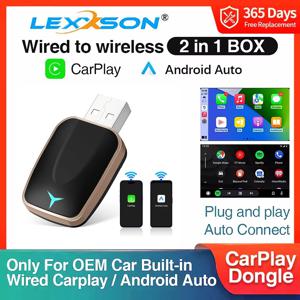 2in1 무선 CarPlay 동글 무선 안드로이드 자동 어댑터 AI 스마트 박스 자동차 유선 CarPlay가있는 자동차 용 지능형 시스템