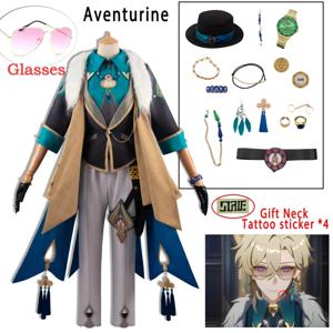 Aventurine 코스프레 게임 Honkai 스타 레일 의상 파티 정장 귀걸이 모자 할로윈 카니발 유니폼 애니메이션 의류 맞춤 제작