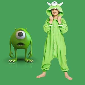 키즈 소년 몬스터 대학교 Mike Wazowski 할로윈 의상 재미 있은 귀여운 Homewear 괴물 동물 점프 슈트 코스프레 Kigurumis