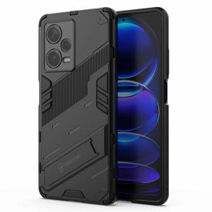 Xiaomi Redmi Note 12 Pro+ 5G 하드 PC+소프트 TPU 휴대폰 케이스 낙하 방지 킥스탠드 보호 커버 - 블랙