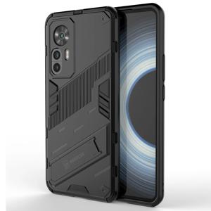 Xiaomi Redmi K50 Ultra 5G / 12T 5G PC+TPU 하이브리드 폰 케이스 킥스탠드가 있는 긁힘 방지 뒷면 커버 - 블랙