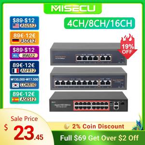 이더넷 IP 카메라, 무선 AP, CCTV 카메라 시스템, 48V 네트워크 POE 스위치, 4/8/16CH, 10/100Mbps 포트, IEEE 802.3 af/at