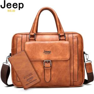 JEEP BULUO 브랜드 비즈니스 핸드백, 남성 숄더 여행 가방, 빅 사이즈 남성 서류 가방, 분할 가죽, 신제품