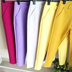 패션 streetwear 귀여운 캔디 컬러 연필 바지 여성 스트레치 코튼 슬림 허리 스트레이트 Pantalones 캐주얼 사무 작업 바지
