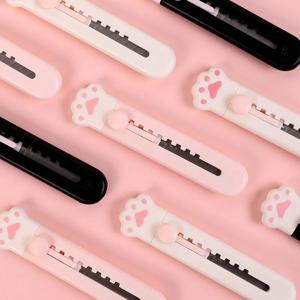 귀여운 소녀 핑크 고양이 발 합금 미니 휴대용 유틸리티 나이프 커터, 편지 봉투 오프너, 우편 나이프, 학교 사무용품