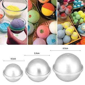 2PCS 라운드 알루미늄 합금 공 목욕 폭탄 금형 DIY 도구 목욕 폭탄 소금 공 집에서 만든 공예 선물 반원형 구형 금형