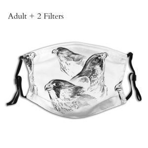 세가지 페레린 아트 스케치 패턴 마스크, Falconry Austringer Hawk 조절 가능한 Wasbaar 패턴 코튼 호흡기 필터 포함