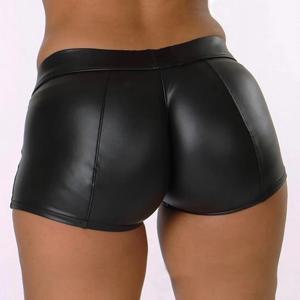 검은 가죽 반바지 여성 높은 허리 Bodycon 검은 짧은 조깅을 밀어 스포츠 피트니스 여성 섹시 슬림 반바지 Spodenki Damskie