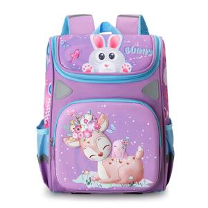 귀여운 만화 사슴 소녀 학교 가방 공주 보라색 나일론 어린이 배낭 초등 학생 Schoolbag 어린이 Satchels