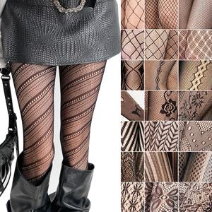 여자 여자 패션 펑크 고딕 Fishnet 스타킹 뱀 해골 스트라이프 메쉬 스타킹 팬티 로리타 플러스 사이즈 팬티 스타킹 레깅스
