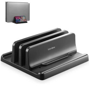 4in1 듀얼 슬롯 조정 가능한 수직 노트북 스탠드 MacBook Chromebook 표면용 ABS 플라스틱 공간 절약형 홀더 HP Dell Book iPad