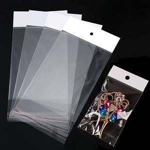 100pcs 투명 자기 접착 가방 플라스틱 매달려 Opp 파우치 인감 선물 가방 수제 보석 디스플레이 소매 포장 가방