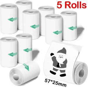 1/3/5 롤 57x25MM 대부분의 어린이를위한 미니 프린터 스티커 용지 미니 포켓 프린터 Lable Note Photo 용 인스턴트 카메라 리필