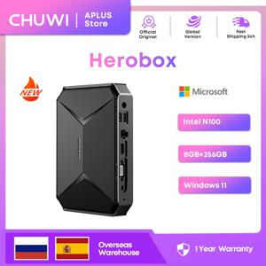 CHUWI Herobox 미니 PC Intel 12세대 N100 쿼드 코어 8GB RAM 256G SSD WiFi 6 BT5.2 기가비트 이더넷 VESA 최대 2TB SSD Windows 11