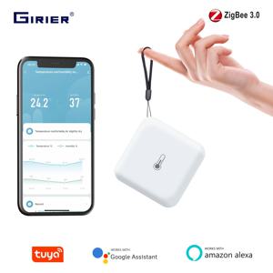 GIRIER Tuya ZigBee 온도 습도 센서 스마트 습도계 실내 온도계는 Alexa/Hey Google/Home Assistant와 함께 작동합니다.