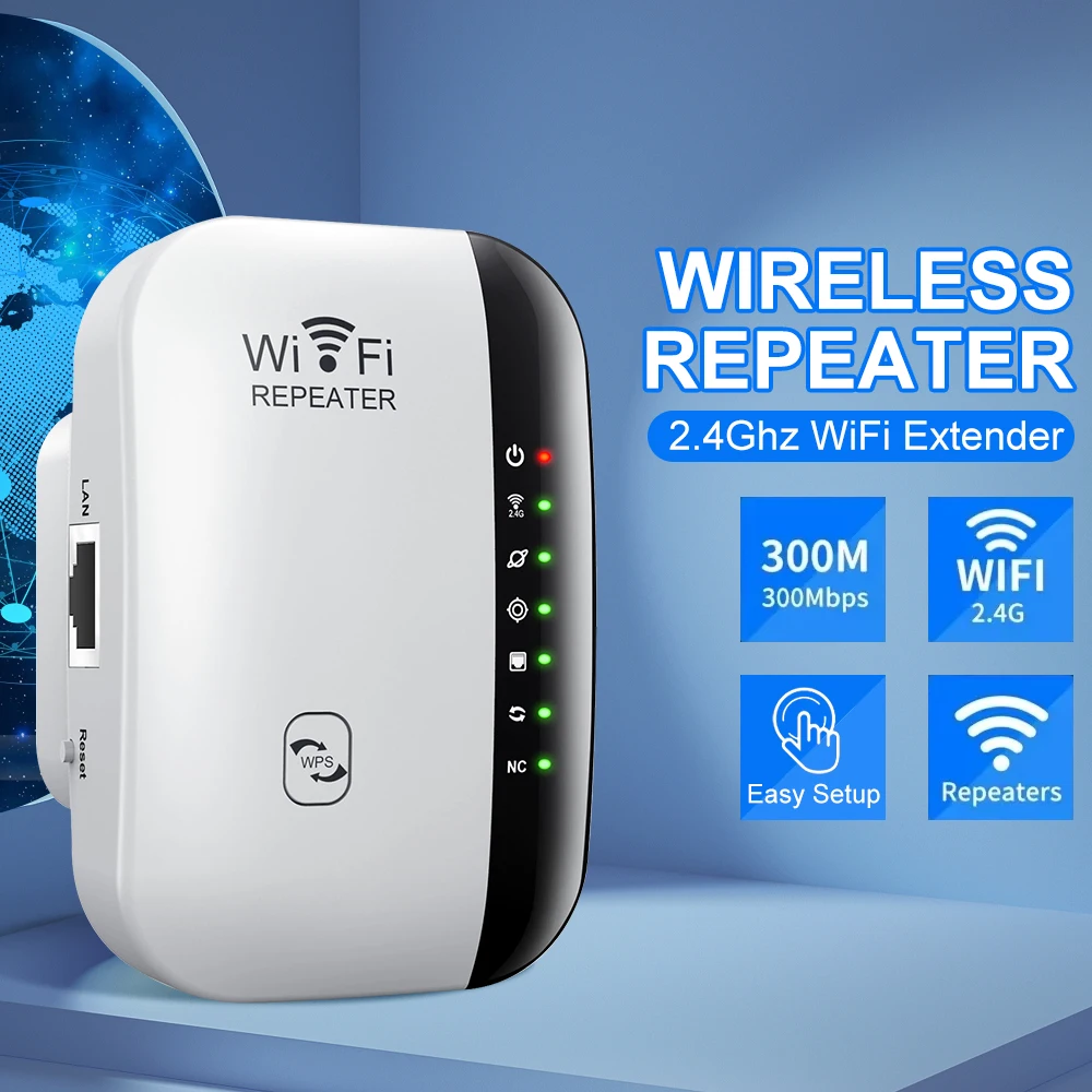 300Mbps 무선 WiFi 리피터 WiFi 익스텐더 증폭기 부스터 라우터 802.11N 장거리 라우터 7 상태 표시등 WiFi 리피터