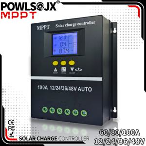 POWLSOJX MPPT 100A 80A 60A 태양열 충전 컨트롤러 12V 24V 36V 48V 태양 전지 패널 납 산성/리튬 배터리 레귤레이터 듀얼 USB