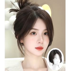 여성용 자연스러운 인모 앞머리, 클립인 연장, 보이지 않는 헤어피스, 사이드 프린지, Huam 헤어, 데일리 웨어, 3D 커튼 앞머리