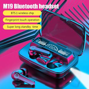 M19 블루투스 무선 헤드셋 5.3 블루투스 이어폰 IPX5 방수 헤드셋, 모든 전화 용 마이크 HiFi 스테레오 음악 이어 버드 포함