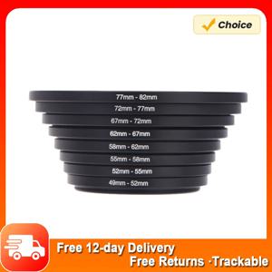 8pcs 필터 스텝 업 링 어댑터 49-52-55-58-62-67-72-77-82mm 49mm-82mm 스텝 업 링 렌즈 후드로 양극 처리 된 알루미늄 소재