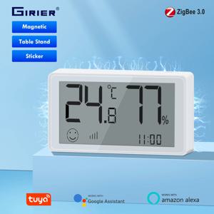 GIRIER Tuya ZigBee 스마트 온도 습도 센서, 실내 온도계 습도계, 배터리 구동, Alexa Hey Google 호환