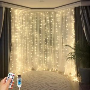 LED 커튼 스트링 조명, 크리스마스 화환 장식, 요정 조명, USB 리모컨, 웨딩 홀리데이 파티, 침실 및 가정용, 8 가지 모드